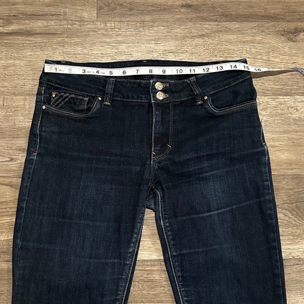White House Black Market Skinny Flare Jeans Dark Indigo Wash Sz 4S Short Petite - Picture 7 of 10